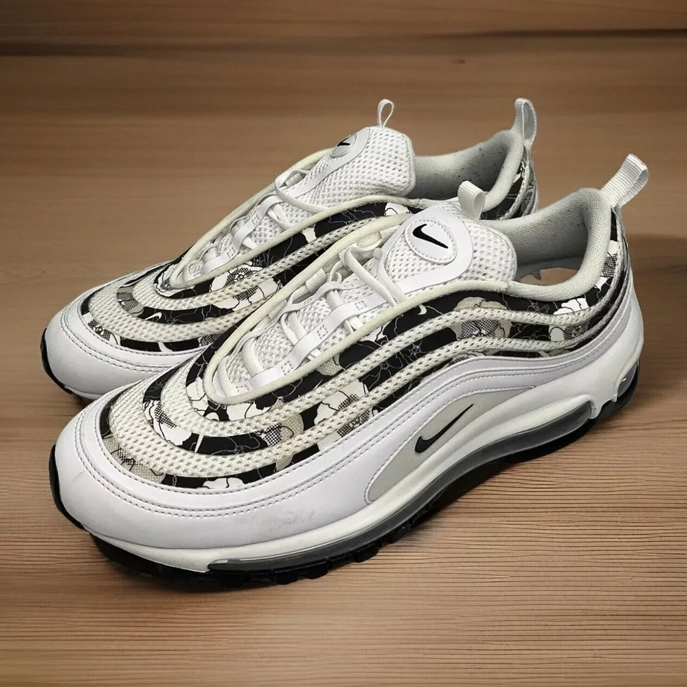 Nike Air Max 97 SE Sneakers Women Sz 9.5 Shoes White Floral BV0129-100 Running